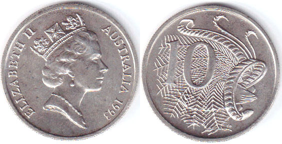 1993 Australia 10 Cents (Unc) A001388